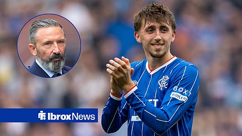 Rangers midfielder Dan Neil and Rangers manager Derek McInnes in a circular inset