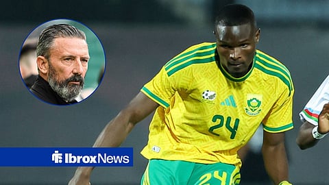 Derek McInnes looking on as Olwethu Makhanya is in action for South Africa.