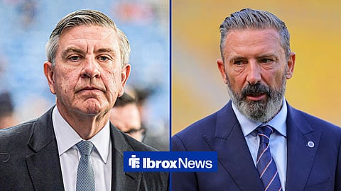 Split image of Rangers chief Andrew Cavenagh and Derek McInnes