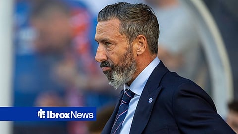 Derek McInnes looking annoyed at Rangers
