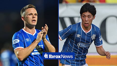 Split image of Rangers striker Lawrence Shankland and Daisuke Yokota