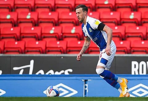 Blackburn Rovers v Derby County EFL Sky Bet Championship 16/04/2021. Blackburn Rovers defender Barry Douglas 15 during the EFL Sky Bet Championship match between Blackburn Rovers and Derby County at Ewood Park, Blackburn, England on 16 April 2021. Blackburn Ewood Park Lancashire England Editorial use only DataCo restrictions apply See www.football-dataco.com PUBLICATIONxNOTxINxUK , Copyright: xCraigxGallowayx PSI-12474-0105