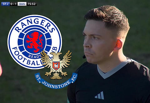 Matthew MacDermid, the referee in St Johnstone v Rangers. Credit - Sky Sports Football