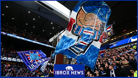 Rangers fans waving flags at Ibrox