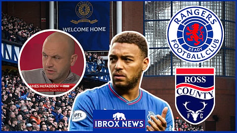 James McFadden reacts as Cyriel Dessers misses golden chance in Rangers v Ross County [Credit: X]