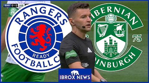 Referee subject to boos from Rangers fans after Hibernian tackle [Credit: Sky Sports Football]