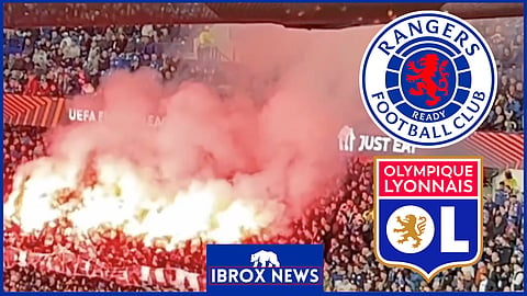 Flares set off at Ibrox during Rangers v Lyon clash [Credit: PLZ Soccer]