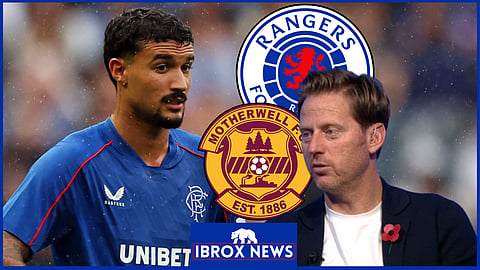 Michael Stewart hammered Jefte for Rangers v Motherwell [Credit BBC Sportscene]