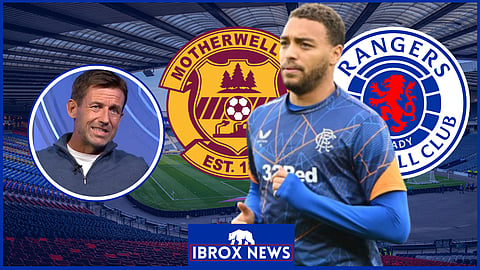 Neil McCann blasts Cyriel Dessers in Motherwell v Rangers. (Credit - Imago/@BBCSportScot on X)