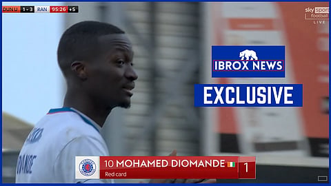 Mohamed Diomande was sent off for Rangers v Dundee United [Credit: Sky Sports Football]