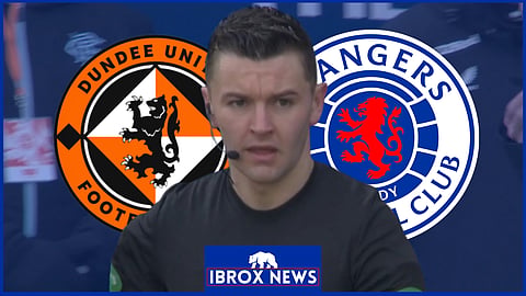 Referee Nick Walsh during Dundee United v Rangers. (Credit: Sky Sports Football)
