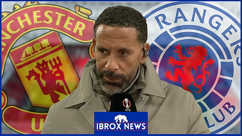 Rio Ferdinand was a commentator for the Man United v Rangers game [Credit: TNT Sports]