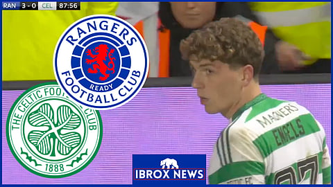 Arne Engels was hit by an object in Rangers v Celtic [Credit: Sky Sports Scotland]