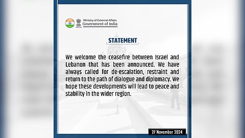 India welcomes Israel-Lebanon ceasefire decision