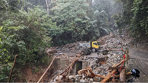 Aftermath of a 2022 landslide on Nedumpoil ghat road in Kerala