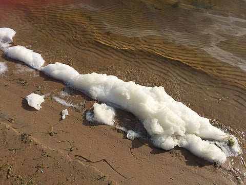 PFAS foam in a lake