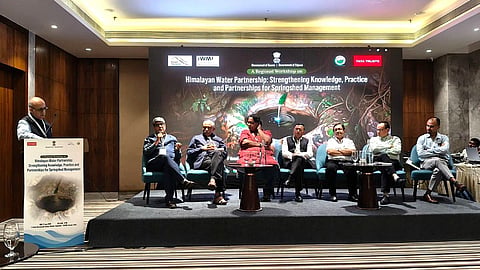 Dr Rajesh Thadani is addressing the Regional workshop on Himalayan water partnership: strengthening knowledge, practice and partnerships for springshed management
