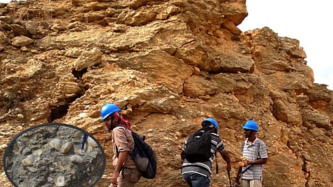 Researchers collect samples at Ariyalur, Tamil Nadu. (Photo courtesy: India Science Wire)