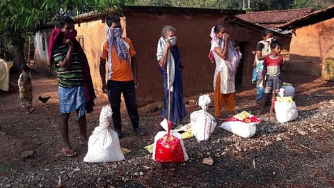 Distribution of ration to cope with the impacts of the pandemic (Image Source: WOTR)