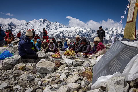 A still from the last rites ceremony of Nepal's Yala Glacier