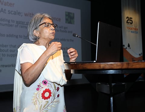 बंगलुरु में आयोजित अर्घ्‍यम के रजत जयंती समारोह में पर्यावरणविद सुनीता नारायण ने जलवायु परिवर्तन, पर्यावराण, प्रदूषण और जल संकट जैसे विषयों पर विचार व्‍यक्‍त किए।&nbsp;