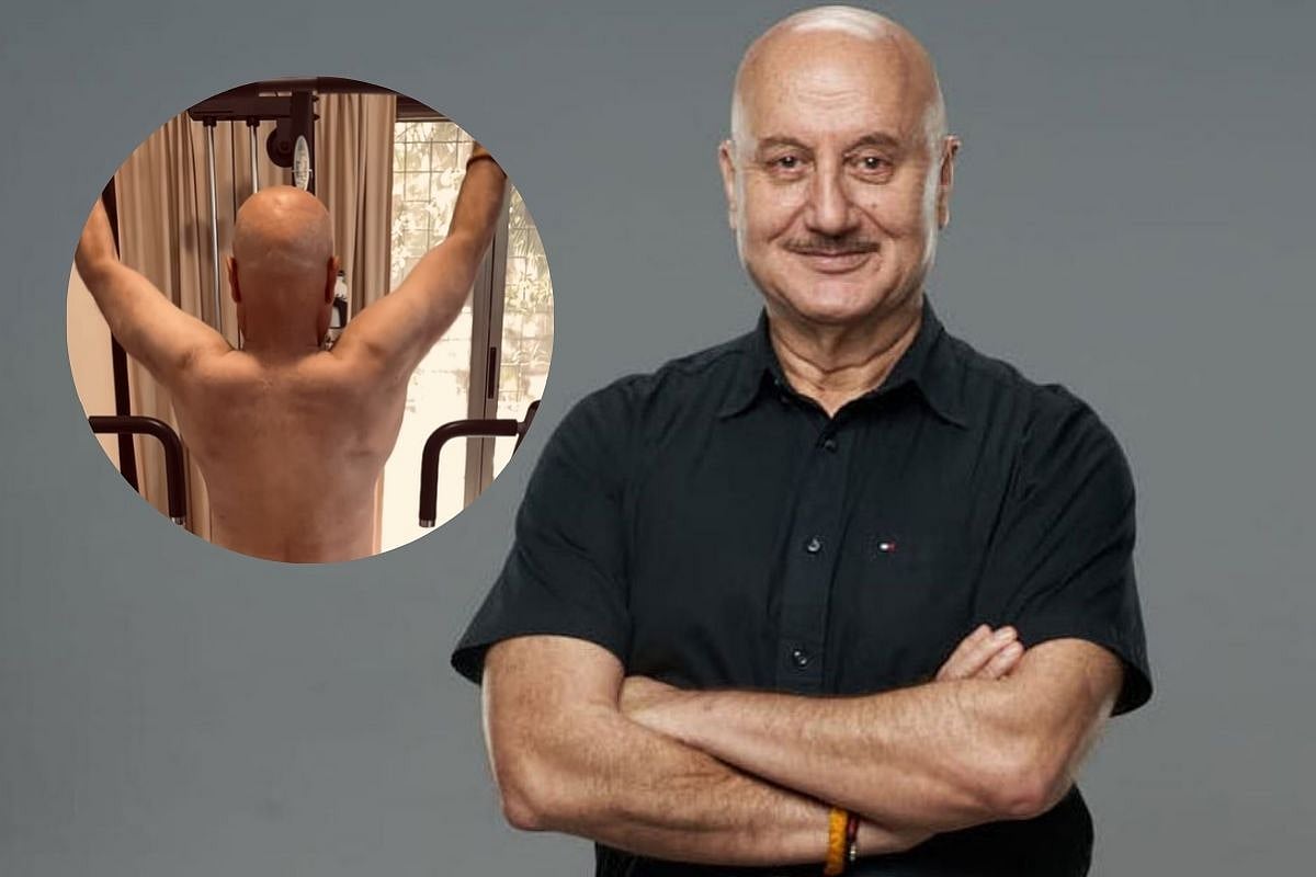 69yearold Anupam Kher lifts heavy weights for a back workout, Rakesh