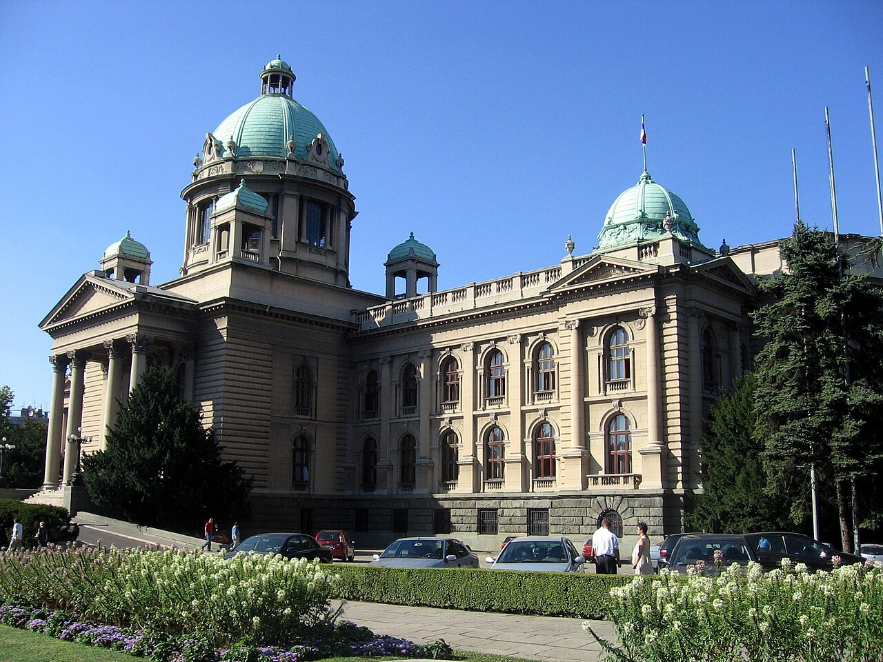 View of the Parliament or Federal Assembly building in Belgrade