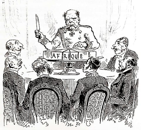 Uncredit cartoon in L'illustration, 1885, depiciting the Berlin Conference (1884-1885)