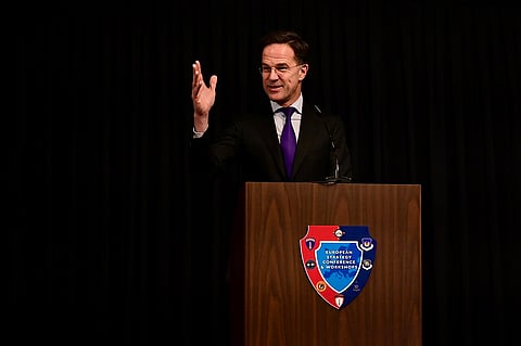 NATO Secretary General Mark Rutte during the European Strategy Conference at Ramstein Air Base, Germany, on Jan. 30, 2025.