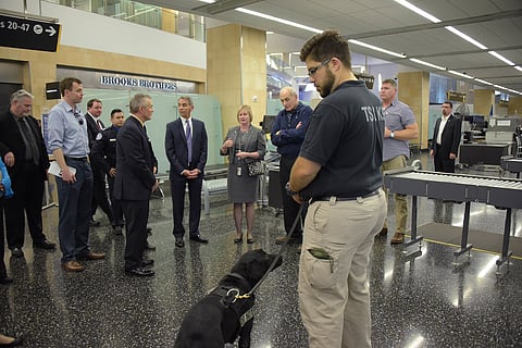 Former Secretary of Homeland Security John Kelly meets with TSA employees at San Diego International Airport, Feb. 9, 2017. 