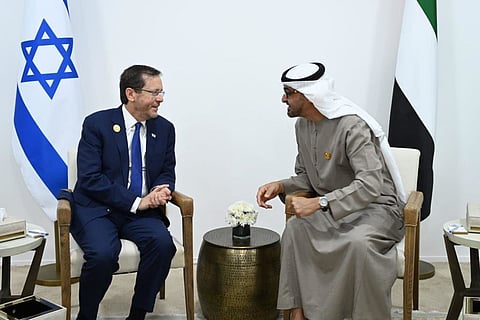 Israeli President Isaac Herzog with UAE's President Mohamed bin Zayed Al Nahyan, 7 November 2022