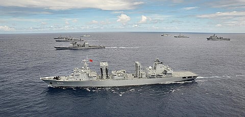Chinese Naval ship Qiandaohu (AO 886) during the Rim of the Pacific (RIMPAC) Exercises, 2014. 