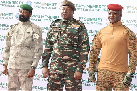 The Presidents of Mali, Niger and Burkina Faso, Abdourahamane Tchiani, Assimi Goïta and Ibrahim Traoré.