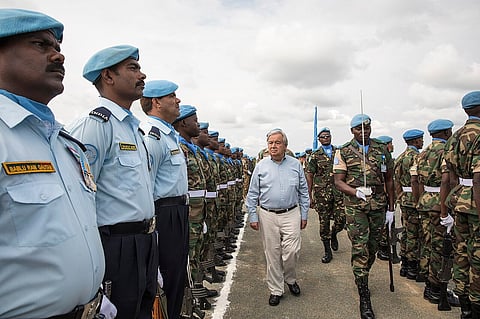 UN Secretary-General António Guterres arrives at Beni Mavivi Airport September 2019