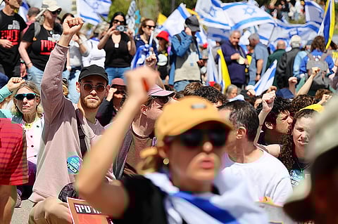 Protest in Jerusalem  against Prime Minister Bibi Netanyahu's intention to fire the head of the Shin Bet - Ronen Bar.
