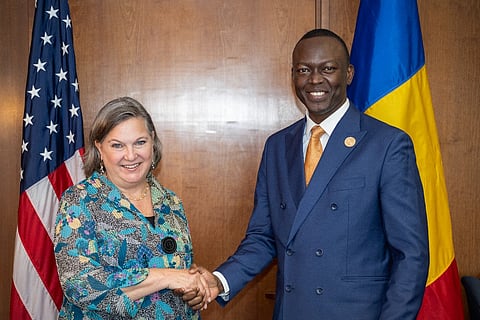 Then Chad Prime Minister Succès Masra with Victoria Nuland February 2024