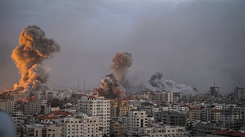 Israeli air strikes in Gaza, 2023.