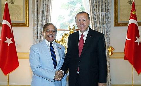 Pakistani PM Shehbaz Sharif and Turkish President Recep Tayyip Erdogan.