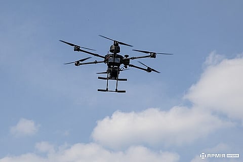 "Ukrainian Vampire octocopter, an advanced unmanned bomber drone.