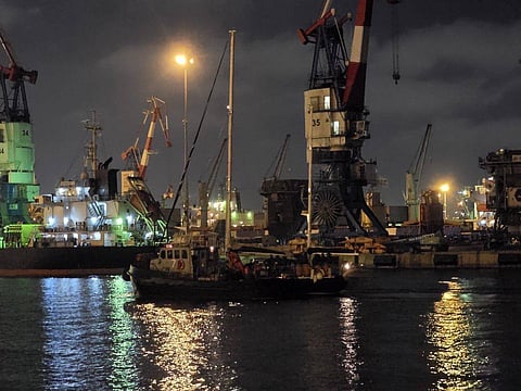The British-flagged Madleen carrying aid for Gaza, is docked at Ashdod port after being illegally intercepted by Israeli naval forces on June 9, 2025.