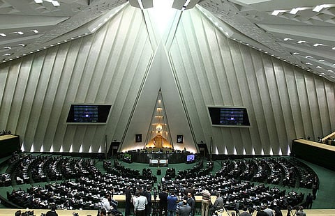 View of inside of the Iranian Parliament.