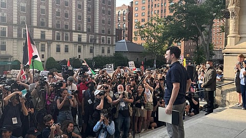 Freedom Rally in NYC: Mahmoud Khalil speaks out after unconstitutional ICE detention.