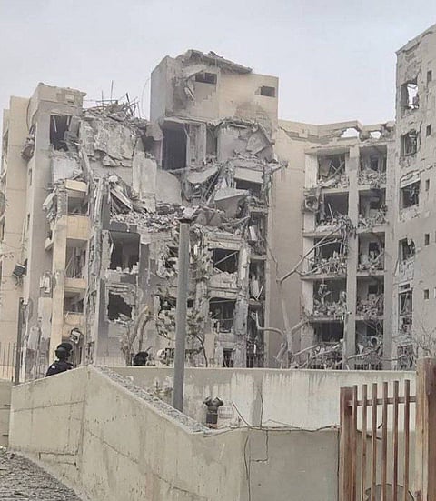 Destruction from an Iranian ballistic missile impact on Be'er Shebaa.