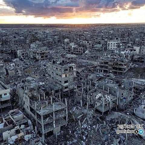 Rafah in southern Gaza, reduced to rubble by Israeli strikes.