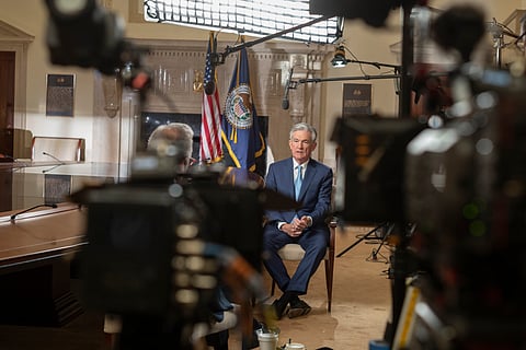 Chair Powell films an interview with 60 minutes.