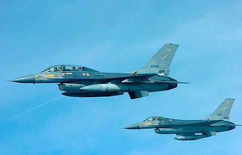 Two Royal Thai Air Force F-16 aircraft.