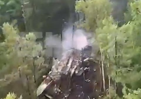 A still from the first footage from the crash site.