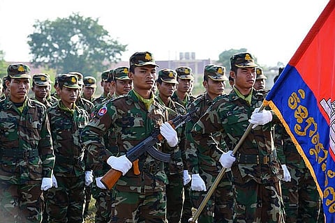 Cambodian soldiers on parade, 2014.