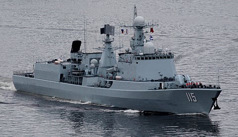 The Shenyang destroyer of the Chinese Navy heads to sea during the Russian-Chinese naval drill Naval Cooperation 2015, Vladivostok.