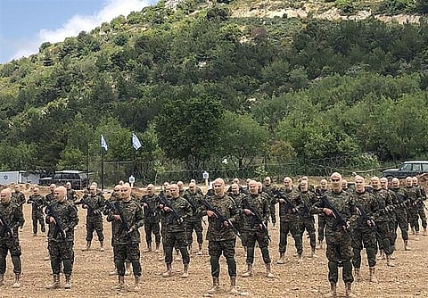 Hezbollah fighters on drill, 2023.